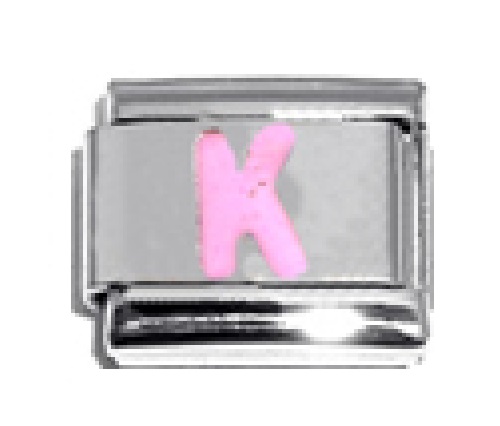 Pink Letter K - 9mm Italian charm - Click Image to Close